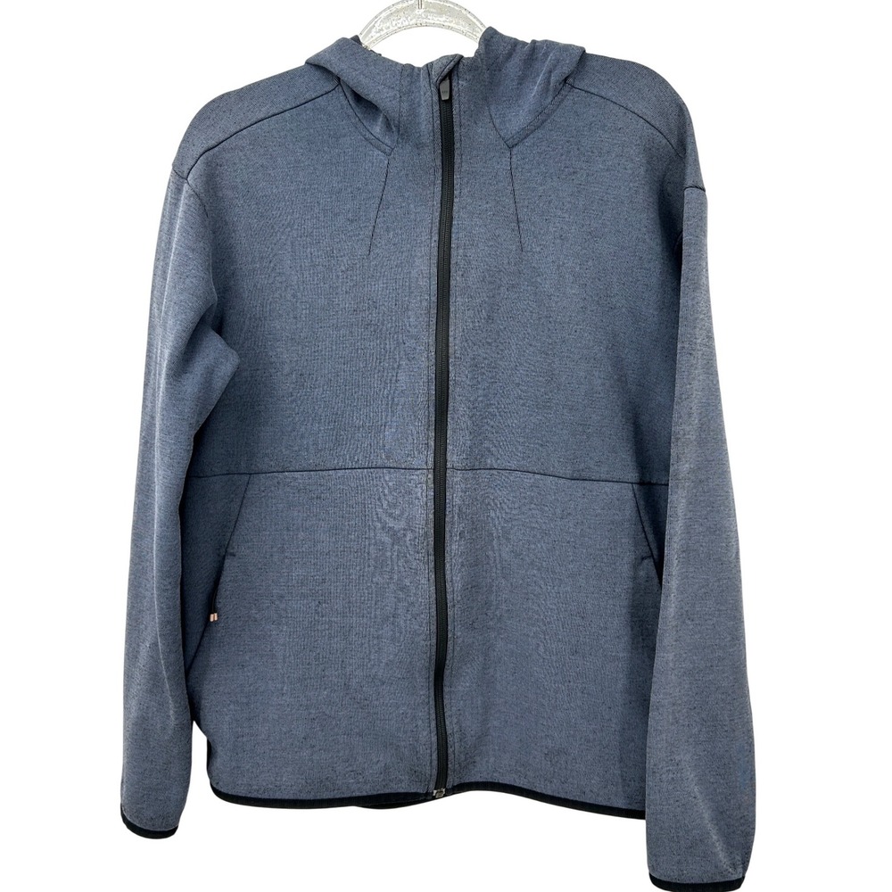REI Co-op Mens Full Zip Hoodie Heathered Blue Grey Cotton Blend Jacket Medium